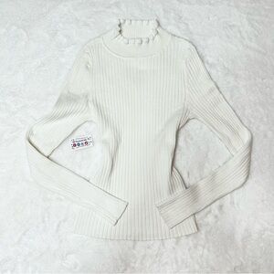 White Ribbed Turtleneck Sweater